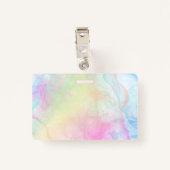 regenboogpastelkleurinktkleur badge (Achterkant met clip)