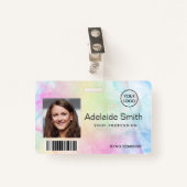 regenboogpastelkleurinktkleur badge (Voorkant met clip)