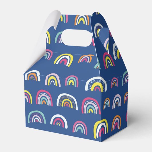 Regenboogpatroon blauw bedankdoosjes (Voorkant Zijde)