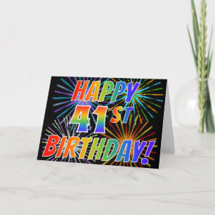 Regenboogpatroon "GEFELICITEERD MET JE 41E VERJAAR Kaart