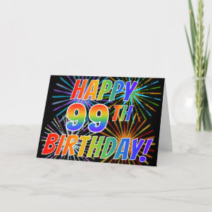 Regenboogpatroon "GEFELICITEERD MET JE 99E VERJAAR Kaart
