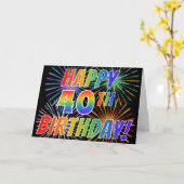 Regenboogpatroon "HAPPY 40TH BIRTHDAY!" + Vuurwerk Kaart (Gele Bloem)