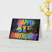 Regenboogpatroon "HAPPY 41ST BIRTHDAY!" + Vuurwerk Kaart (Gele Bloem)