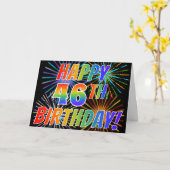 Regenboogpatroon "HAPPY 46TH BIRTHDAY!" + Vuurwerk Kaart (Gele Bloem)