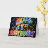 Regenboogpatroon "HAPPY 71ST BIRTHDAY!" + Vuurwerk Kaart (Gele Bloem)