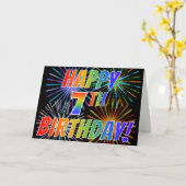 Regenboogpatroon "HAPPY 7TH BIRTHDAY!" + Vuurwerk Kaart (Gele Bloem)