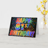 Regenboogpatroon "HAPPY 81ST BIRTHDAY!" + Vuurwerk Kaart (Gele Bloem)