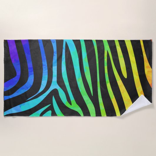 Regenboogpatroon, Zebra geschilderd Strandlaken (Voorkant)