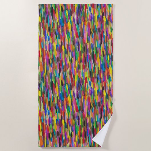 Regenboogpenseelstreken Strandlaken (Voorkant)