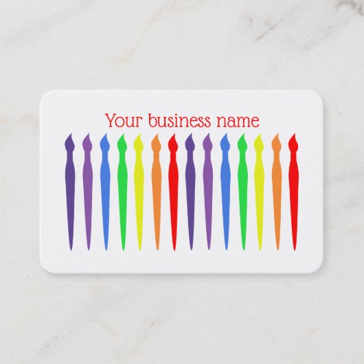 Regenboogpenselen voor kunstenaars of ontwerpers visitekaartje (Voorkant)