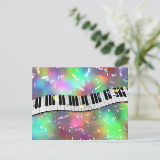 regenboogpiano briefkaart (Staand voorkant)