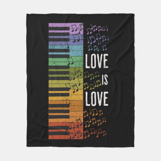 Regenboogpiano Fleece Deken (Voorkant)