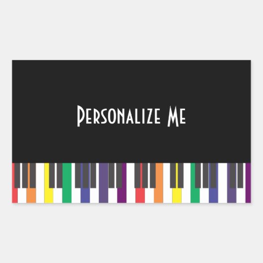 Regenboogpianotoetsen Rechthoekige Sticker (Voorkant)