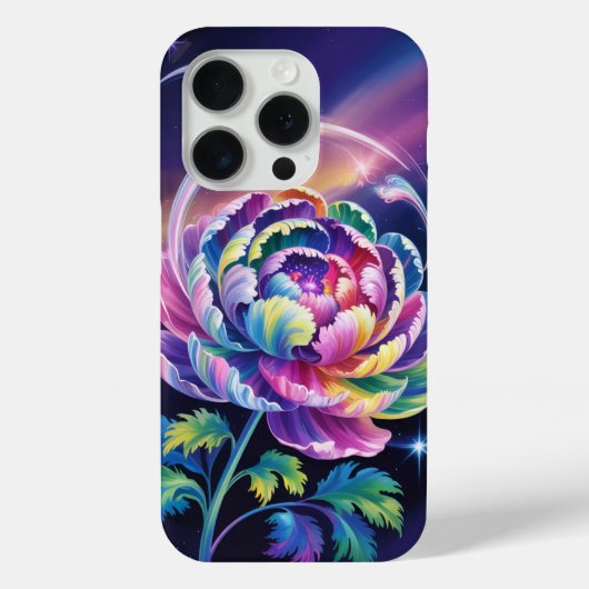 Regenboogpioen in kosmische bloei Case-Mate iPhone case (Achterkant)