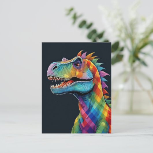 regenboogplaagdinosaurus briefkaart (Staand voorkant)