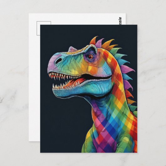regenboogplaagdinosaurus briefkaart (Voorkant / Achterkant)