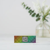 Regenboogplaid QR-code Mini Visitekaartje (Staand voorkant)