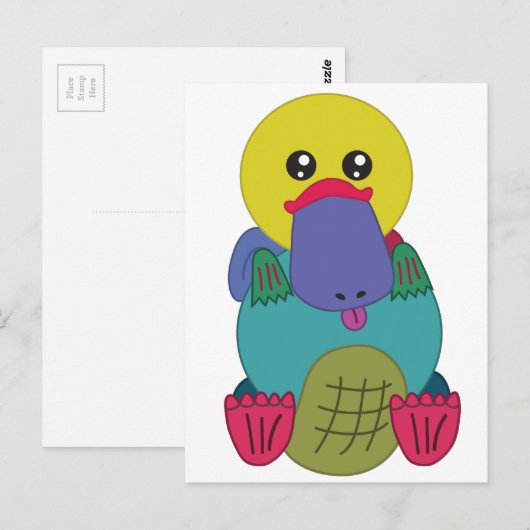 Regenboogplatypus Briefkaart (Voorkant / Achterkant)