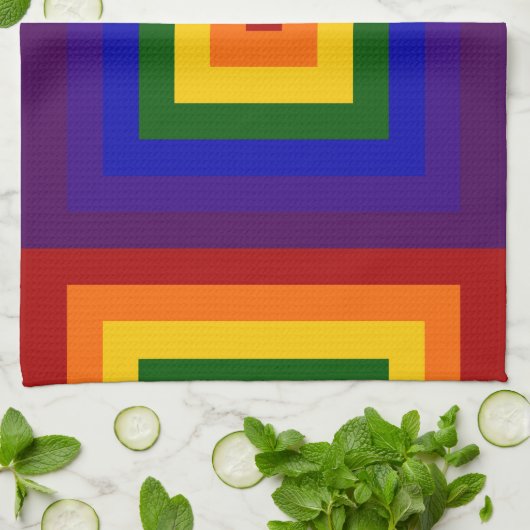 Regenboogpleinen Theedoek (Gevouwen)