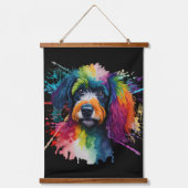 Regenboogpoedel Aquarel Hangend Wandkleed (Voorkant)