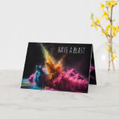 Regenboogpoeder Blast Verjaardag Kaart (Gele Bloem)