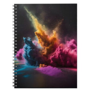 Regenboogpoederstraal op zwart notitieboek