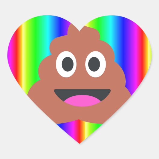regenboogpoep emoji hart sticker (Voorkant)