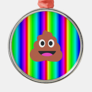 regenboogpoep emoji metalen ornament