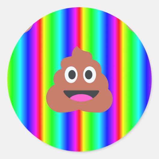 regenboogpoep emoji ronde sticker (Voorkant)