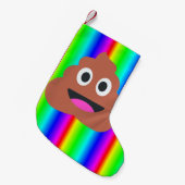 regenboogpoep emoji xmas kerstmis opslag kleine kerstsok (Voorkant (Hangend))