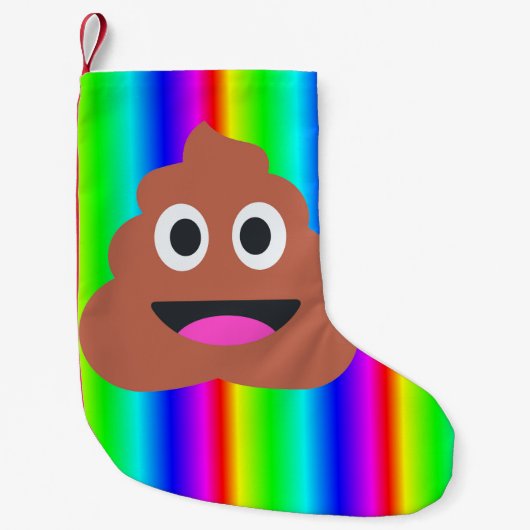 regenboogpoep emoji xmas kerstmis opslag kleine kerstsok (Voorkant)