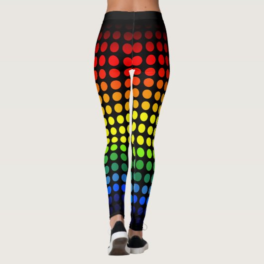 Regenboogpokadots op zwart leggings (Achterkant)