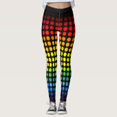 Regenboogpokadots op zwart leggings (Voorkant)