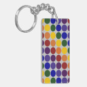 Regenboogpoliekstippen op grijs sleutelhanger (Voorkant Links)