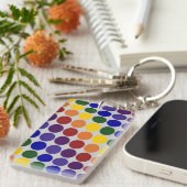 Regenboogpoliekstippen op grijs sleutelhanger (Voorkant Rechts)