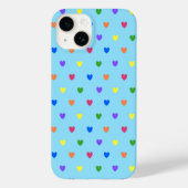 Regenboogpolka harten op babyblauw Case-Mate iPhone case (Achterkant)