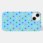 Regenboogpolka harten op babyblauw Case-Mate iPhone case (Achterkant (horizontaal))
