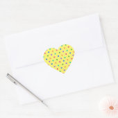 Regenboogpolka harten op geel hart sticker (Envelop)
