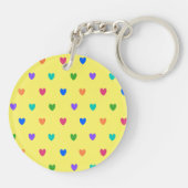 Regenboogpolka harten op geel sleutelhanger (Achterkant)
