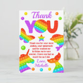 RegenboogPop Fidget Speelgoed Birthday Party Bedankkaart (Staand voorkant)