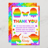 RegenboogPop Fidget Speelgoed Birthday Party Bedankkaart (Voorkant / Achterkant)