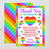 RegenboogPop Fidget Speelgoed Birthday Party Bedankkaart (Voorkant / Achterkant)