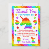 RegenboogPop Fidget Speelgoed Birthday Party Bedankkaart (Voorkant)