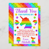 RegenboogPop Fidget Speelgoed Birthday Party Bedankkaart (Voorkant / Achterkant)
