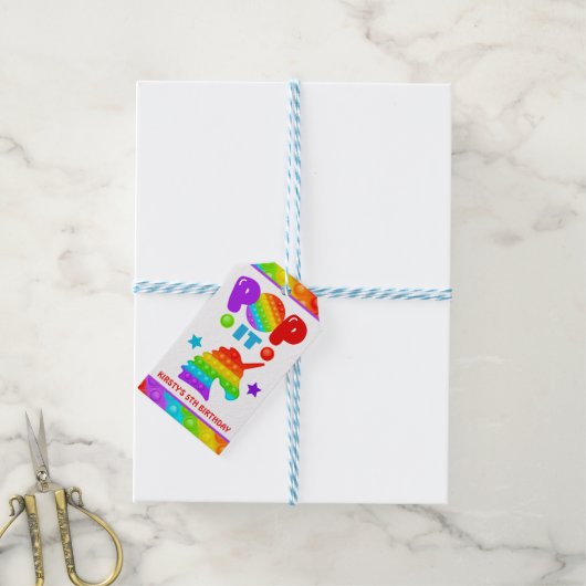 RegenboogPop Fidget Speelgoed Birthday Party Cadeaulabel (Met Touw)