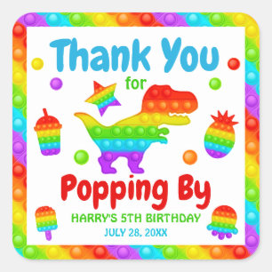 RegenboogPop Fidget Speelgoed Birthday Party Vierkante Sticker