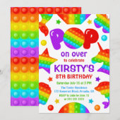 RegenboogPop Het Fidget Speelgoed Birthday Party G Kaart (Voorkant / Achterkant)