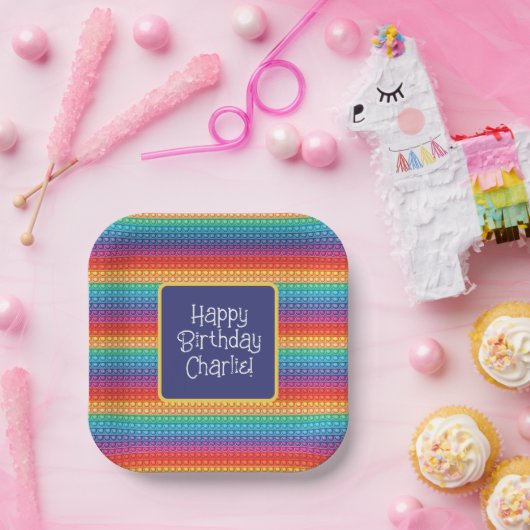 RegenboogPop Het Fidget Speelgoed Pattern Personal Papieren Bordje (Feest)