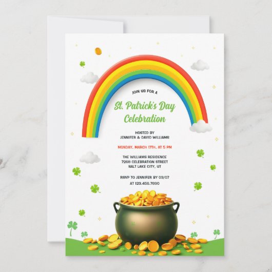 Regenboogpot van goud Shamrock Fun St Patrick's Da Kaart (Voorkant)