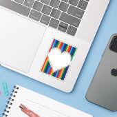 Regenboogpotloden houden van vorm sticker (Laptop met iPhone)